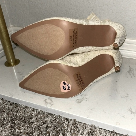 NWOT Lulus Lancie Ivory Lace Pointed-Toe Mid-Calf Boots - Picture 5 of 5